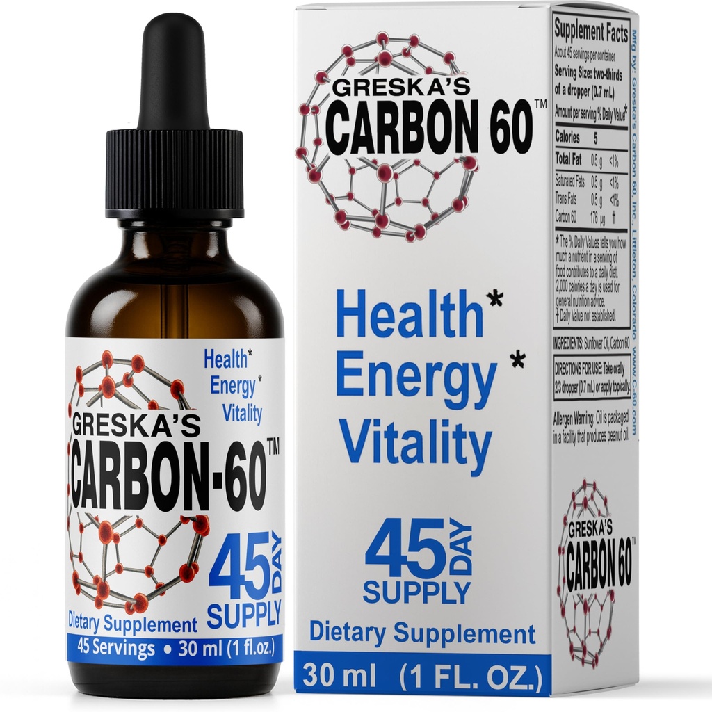 Greska's Carbon-60TM 45-Day Supply, Food-Grade, All-Natural, Organic Ingredients