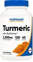 Nutricost Kurkuma Curcumine met BioPerine en 95% Curcuminoïden, 2300 mg, 120 capsules, Veggie Capsules, 767 mg per cap, 40 porties, Glutenvrij, Non-GMO