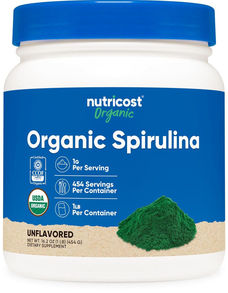 Nutricost Biologische Spirulina Poeder 454 Gram, 1LB - Pure, Certified Organic Spirulina