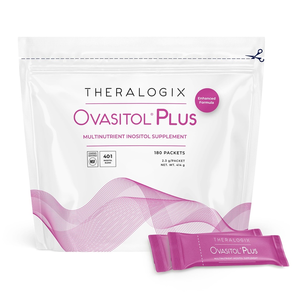 Theralogix Ovasitol Plus Métabolique Supplément santé - Myo-Inositol et D-Chiro Inositol+Chromium Picolinate+Alpha-lactalbumin & Vitamine D - 90 jours d'approvisionnement - Non aromatisé - 180 Nombre