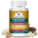 Cancer Sciences Brain Supplements for Memory and Focus - 1.500mg Brain Health Mushroom Supplement for Adults & Seniors - High Potency 40% Beta-Glucans for Immune Support & Vitamines, 120 Capsules