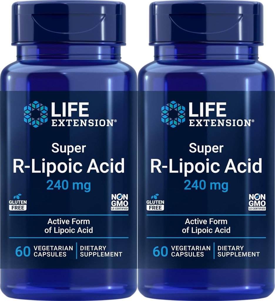 Levensverlenging Super R-Lipoïnezuur 240 mg, 60 Vegetarische capsules (verpakking van 2)