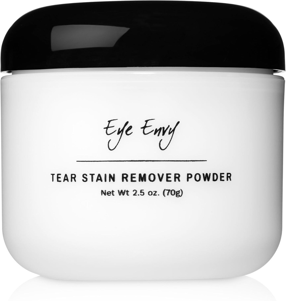 Envy Oeil Tear Stain Remover poudre pour chiens et chats. 100% naturel, sûr. Appliquer autour des yeux. Absorbes et Repels Larmes. Il garde la zone sèche, traite la cause de la coloration. Fabriqué aux États-Unis (2.5 oz)