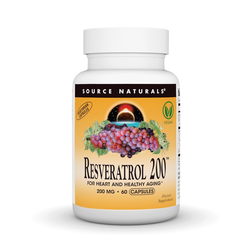 Bron Naturals Resveratrol, voor hart- en gezonde veroudering* - 200 mg- 60 Vegetarische Capsules