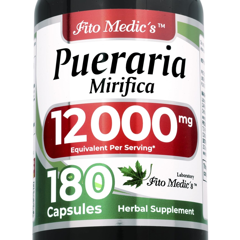 FITO MEDIC'S Lab (en anglais seulement) pueraria mirifica (en anglais seulement)180 Capsules (en anglais seulement) 12000 mg (en anglais seulement) pueraria mirifica Capsules (en anglais seulement) Supplément pour les femmes (en anglais seulement).
