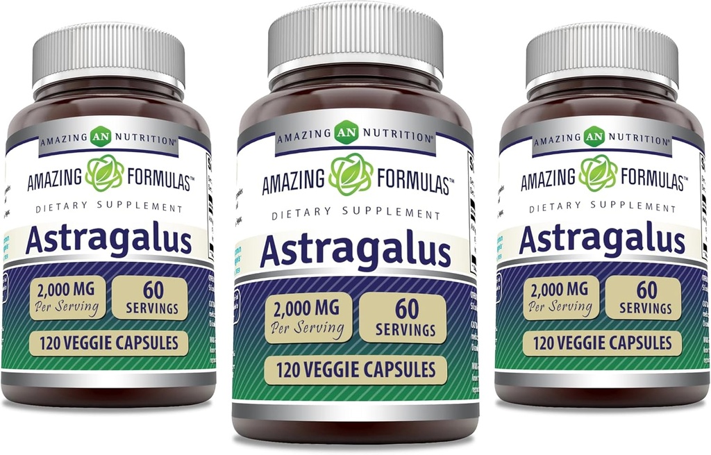 Formules étonnantes Astragalus 2000 mg par supplément de gélules de portions
