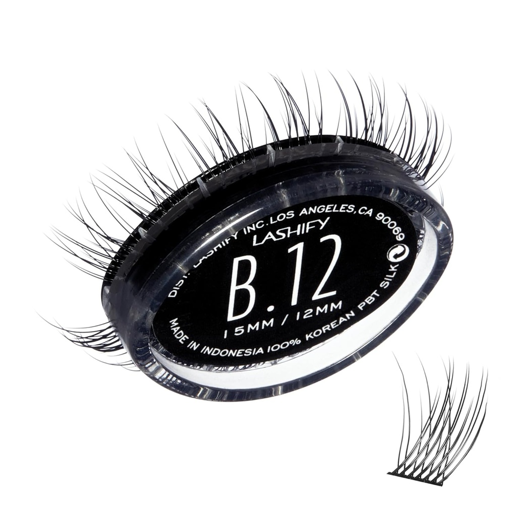Lashify Bold 12mm Gossamer DIY Extensions de cils Recharge, Noir, Faux cils faciles pour un look naturel