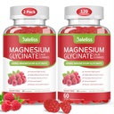 Magnesium Glycinate Gummies 600mg, Sugar Free Chewable Magnesium Glycinate with Vitamin D, B6, and CoQ10 Support Sleep, Relaxation, Stress Relief, and Calm Mood for Adults 120 Gummies (2 Pack)