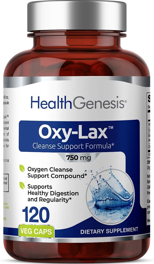 Oxy-Lax 750 mg 120 Vcaps - Natuurlijke Magnesium Oxygen Oxygen Op basis van Colon Reiniging Zachte Laxative Ondersteunt gezonde spijsvertering Tract Regularity