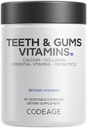 Dents et gencives de code Vitamines + Probiotiques oraux Supplément pour bouche - Calcium, Collagène, Potassium, Vitamine C, D3, K2, Zinc – Soins buccodentaires et suppléments multivitamines dentaires - 90 Capsules