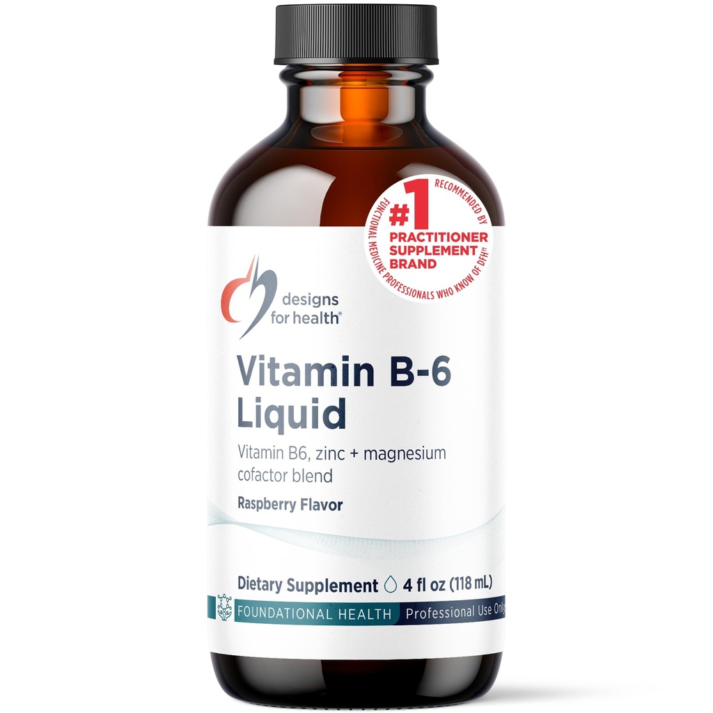 Designs for Health Vitamin B6 Liquid - 50mg B6 with Magnesium Chelate + Zink Supplement - Absorbs Gemakkelijk + Geweldige Proef Raspberry Flavor (24 Servers / 4 Fl Oz)