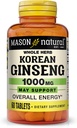 MASON NATUURLIJKE Koreaanse Ginseng 1000 mg, ondersteunt energie, duurzaamheid & vitaliteit, 60 tabletten