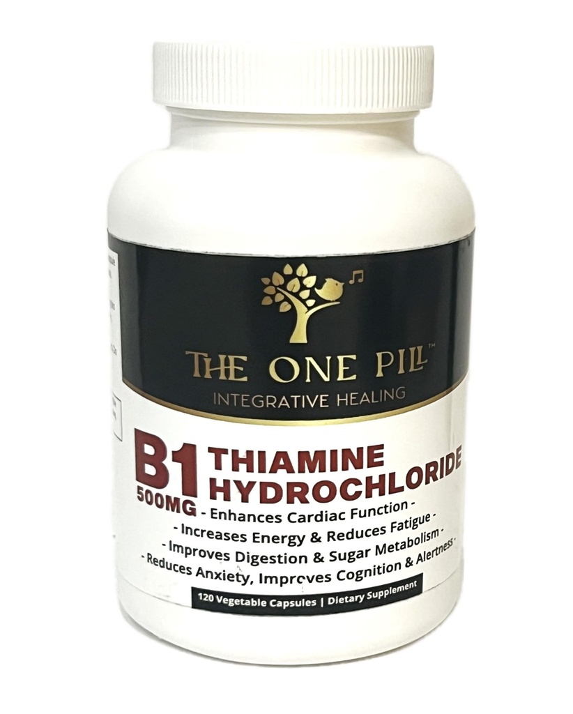 Vitamine B1 Thiamine Hydrochloroide, Thiamine Hcl, 500mg-120 Capsules,Vegan,Niet GGO,Geen kunstmatige vulstoffen of Stearate additieven.