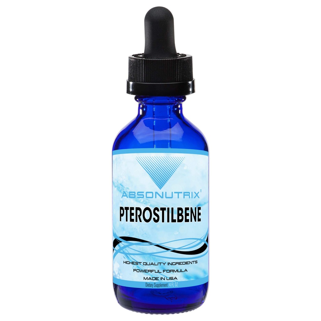 Absonutrix Pterostilbene 300 mg, 4 Fl Oz Liquid Drops, 200 Potent Servings, Hoge Biobeschikbaarheid, Derde Geteste Partij, Snelle Absorptie, GMP-Gecertificeerd, Niet-GMO, Cruelty-Free Producten, Made in USA