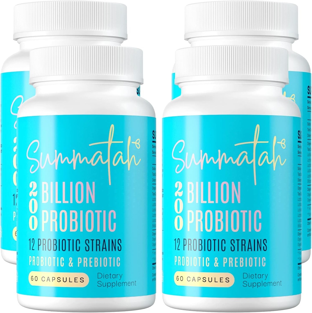 200 miljard CFU Probiotica - Probiotica voor vrouwen en mannen, 12 probiotische strains met prebiotica, voor Immune Digestieve Gut Health Bloating & Gas, Plank Stable - 240 Days Supply