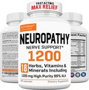 Neuropathie Ondersteuning Supplement met 1200 mg HP-99 Alpha Lipoïnezuur - Max Strength ALA Zenuw Formule voor Voeten Handen Fingers Benen - Ultra Potent 18 in 1 Natuurlijke Perifere Zenuw Vitaminen - 180 Capsules