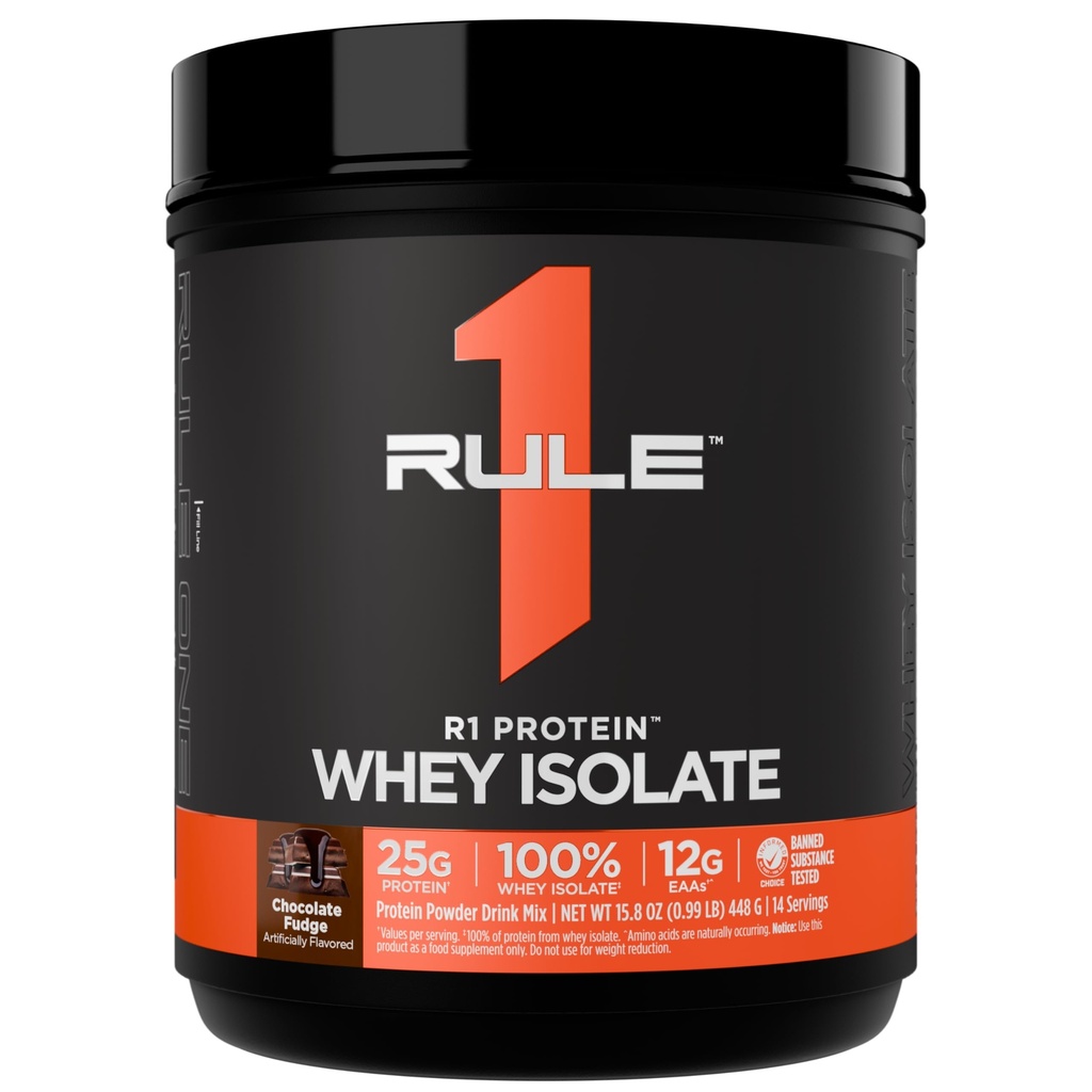 Règle 1 Isolation de lactosérum R1 - avec 25g de protéines et 6g de BCAA Exclusivement à partir de sources isolées et hydrolysées pour la récupération de l'entraînement (1 livre*, fudge de chocolat)