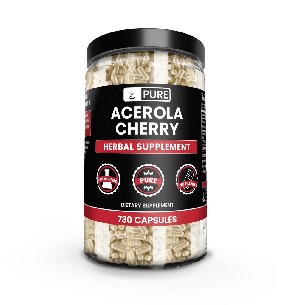 Pure originele ingrediënten Acerola Cherry (730 capsules) Geen Magnesium of Rijst Fillers, altijd zuiver, Lab geverifieerd