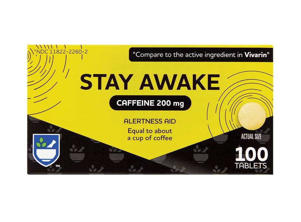 Rite Aid Stay Awake Tablets Cafeine, 200 mg - 100 Tablets Cafeïne Pillen 