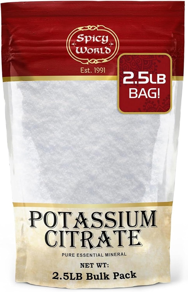 Kalium citraat poeder 2,5 LB (40 Oz) Bulk - Pure Ingrediënten, Bulk Kalium citraat Supplement, Vegan, Food Grade- door Spicy World
