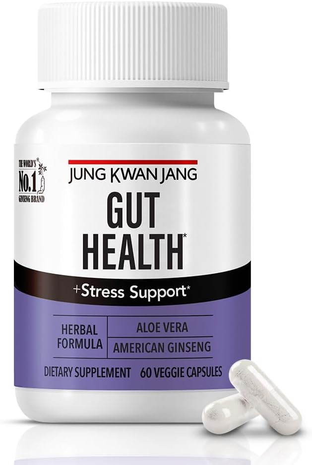 JungKwanJang Gut Health Support met Aloë Vera (833mg) en Amerikaanse Ginseng voor Gut Health, Digestie, Immuniteit, 60 Capsules voor mannen en vrouwen