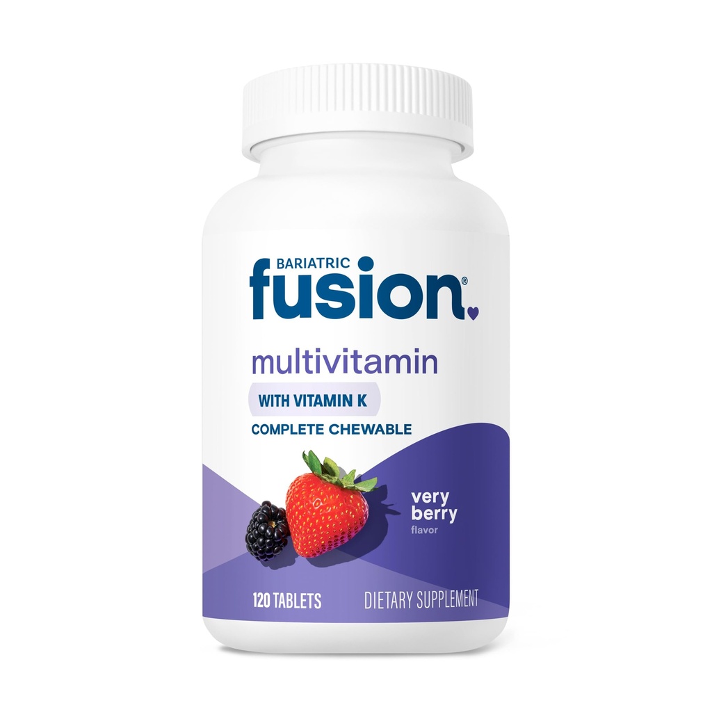 Bariatrische Fusion Very Berry Complete Kauwbare Bariatrische Multivitamine met Iron en Vitamine K voor Bariatrische Chirurgie Patiënten inclusief Gastric Bypass en Sleeve Gastrectomie - 120 tabletten