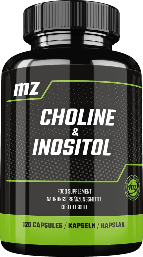 Choline en Inositol 1200 mg per portie - 120 capsules - 2 maanden levering - Dieetsupplement ter ondersteuning van helderheid en ontspanning - door MZ