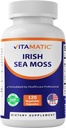 Vitamatic Irish Sea Moss – 120 capsules végétariennes faites avec Bladderwrack & Burdock Root - Supplément Seamoss pour support thyroïdien, énergétique et immunitaire