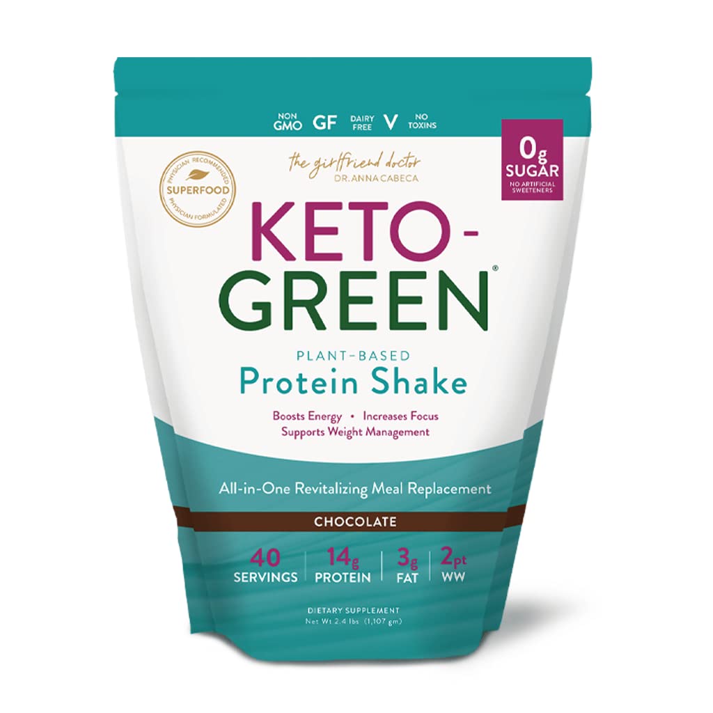 VIDAPURA Keto-Green Protein Shake par Dr Anna Cabeca – Protéine végétale au chocolat pour le bien-être quotidien, l'énergie et la digestion lisse – 40 portions
