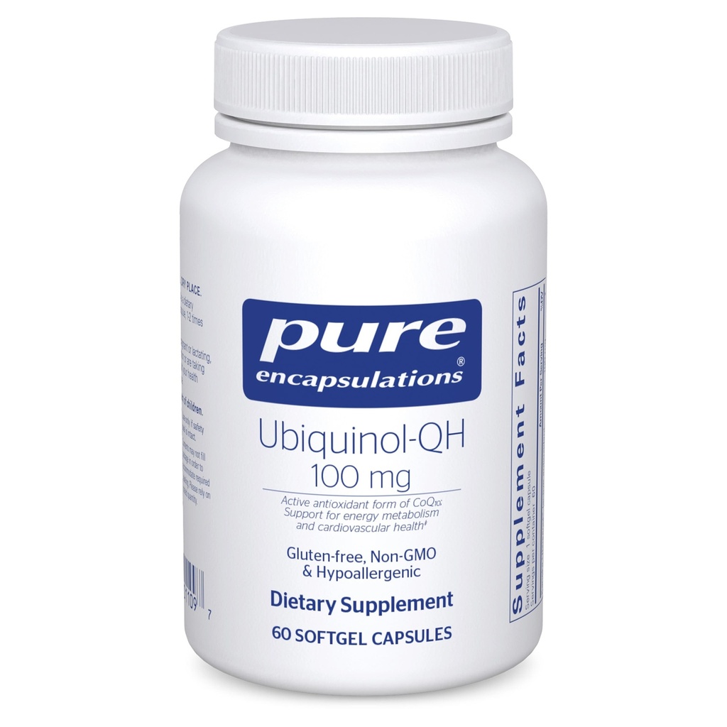 Pure Encapsulations Ubichinol-QH - 100 mg CoQ10 - Ondersteunt Energie Metabolisme & Heart Health* - Co-enzym Antioxidanten Supplement - Non-GMO - 60 Softgel Capsules