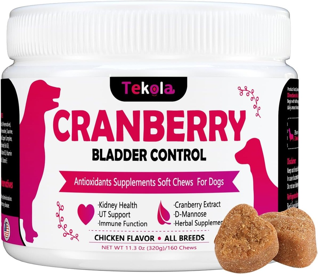 Cranberry Blader Health for Dogs - Honden Antioxidant- 160 Zachte kauwsupplementen voor een gezonde urinetrek en blaas controle 