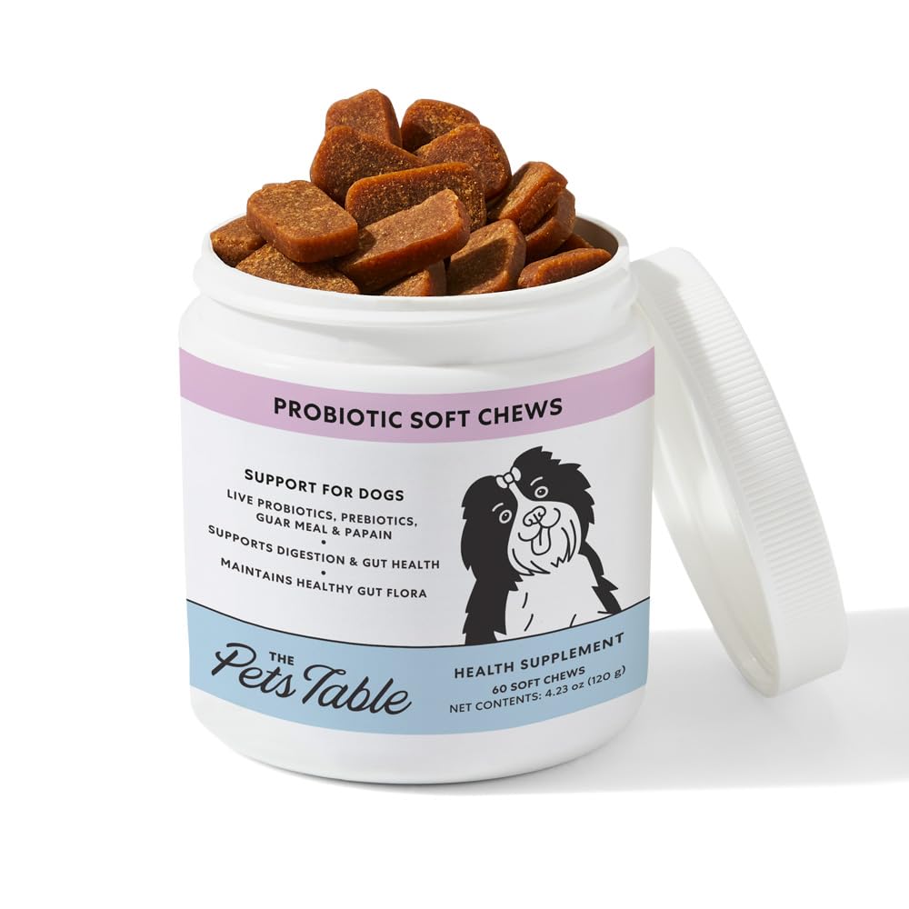 The Pets Table Probiotic Soft Chews Duck Flavored Gut Health Supplement voor honden - Hondenvertering Ondersteuning, 60 Kauwen