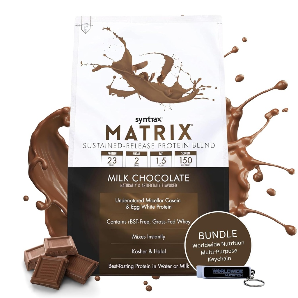 Chocolate Whey Casein Blend Protein Powder - Instant Mix High Protein 2lb Kosher Halal Syntrax