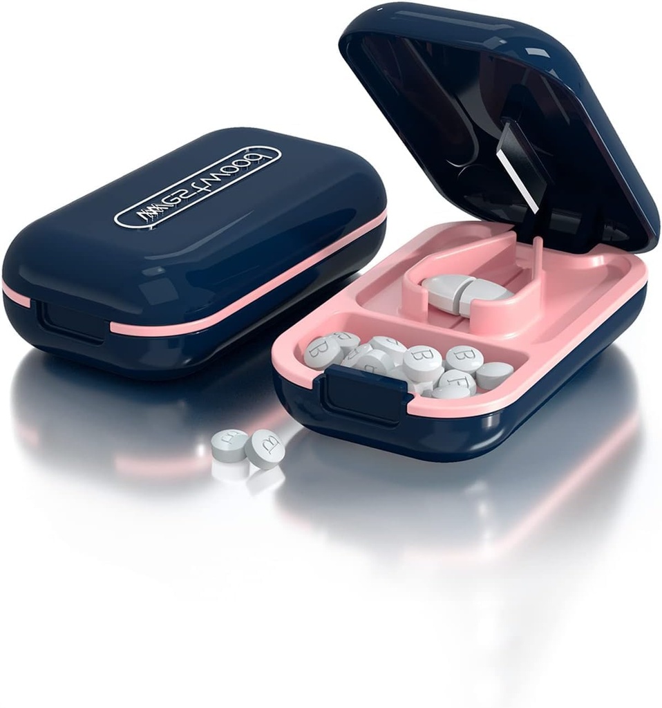 DUBSTAR Petit coupe-pilules, Splitter de coupe-pilules pour petites et petites pilules, Cutter de jolies pilules portatives pour grandes pilules, Coupe les comprimés de vitamines pour la poche de Purse (Pill Cutter, Bleu)