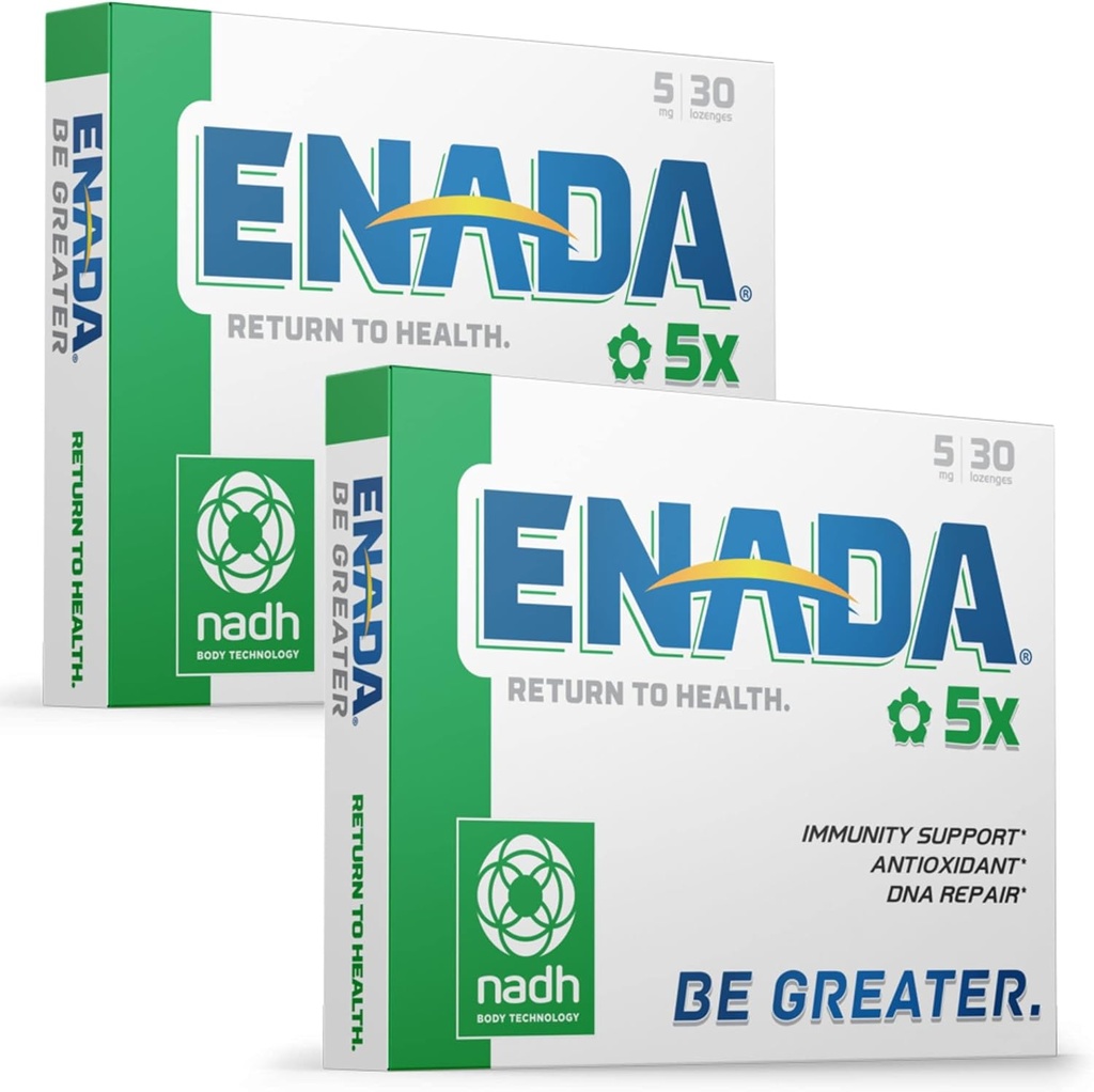 ENADA 5MG NADH Supplement met Boost van Chlorofyl Co-Enzyme Antioxidant Vorm van Vitamine B3 Immuniteit Ondersteuning DNA Reparatie Serves als Natuurlijke Energie Geheugen Booster & Restore Body's Cellulaire Energie 30X2