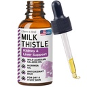 Chardon de lait pour chiens Support du foie - Supplément de chardon de lait liquide de 2 oz pour le rein et le soutien du foie - avec huile de saumon sauvage de l'Alaska et huile de Moringa - Fabriqué aux États-Unis