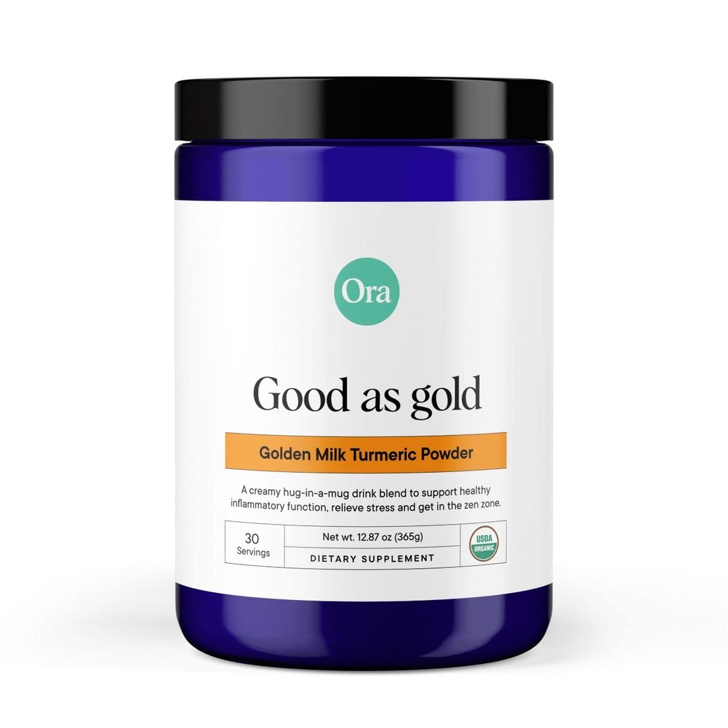 Ora en poudre de lait d'or biologique - Poudre de curcuma ayurvédique avec des adaptateurs organiques - Ashwagandha, Reishi et Ginger