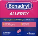 Benadryl Ultratabs Antihistamine Allergie Medicine, Difenhydramine HCl Tabletten, 48 st.