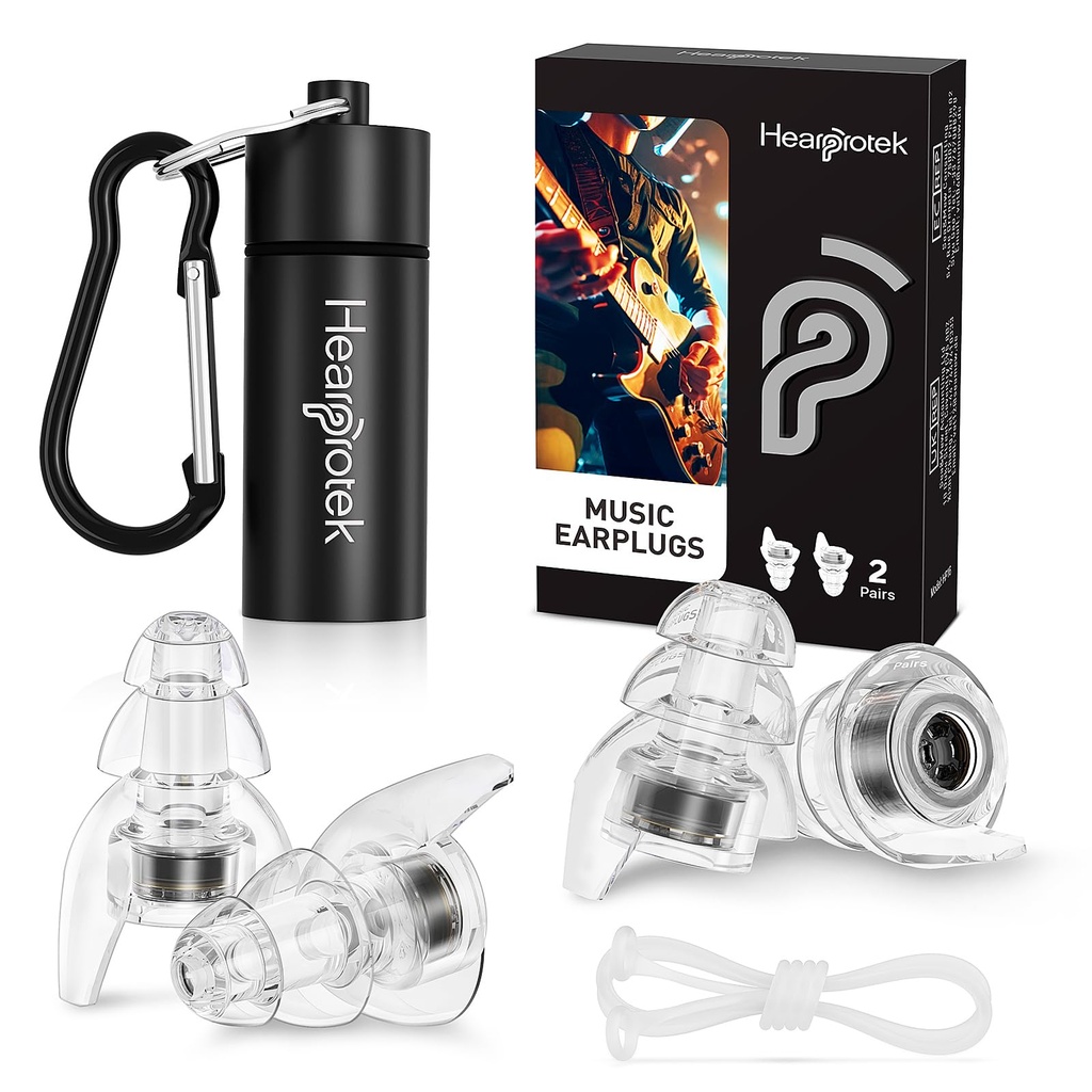 Hearprotek Concert oorpluggen, 2Pairs Herbruikbare hoge Fidelity Musician oorplugs voor Concerten Luid Music-Noise Reduction Oorbescherming oordopjes voor Rave,Festival,Muziek,Tinnitus Relief