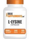 BulkSupplements.com L-Lysine HCl Capsules - Sports Nutrition Supplement, Lysine 1000mg - voor Immune Support, Glutenvrij, 2 Capsules per Serving, 240 Tellen (Pack of 1)