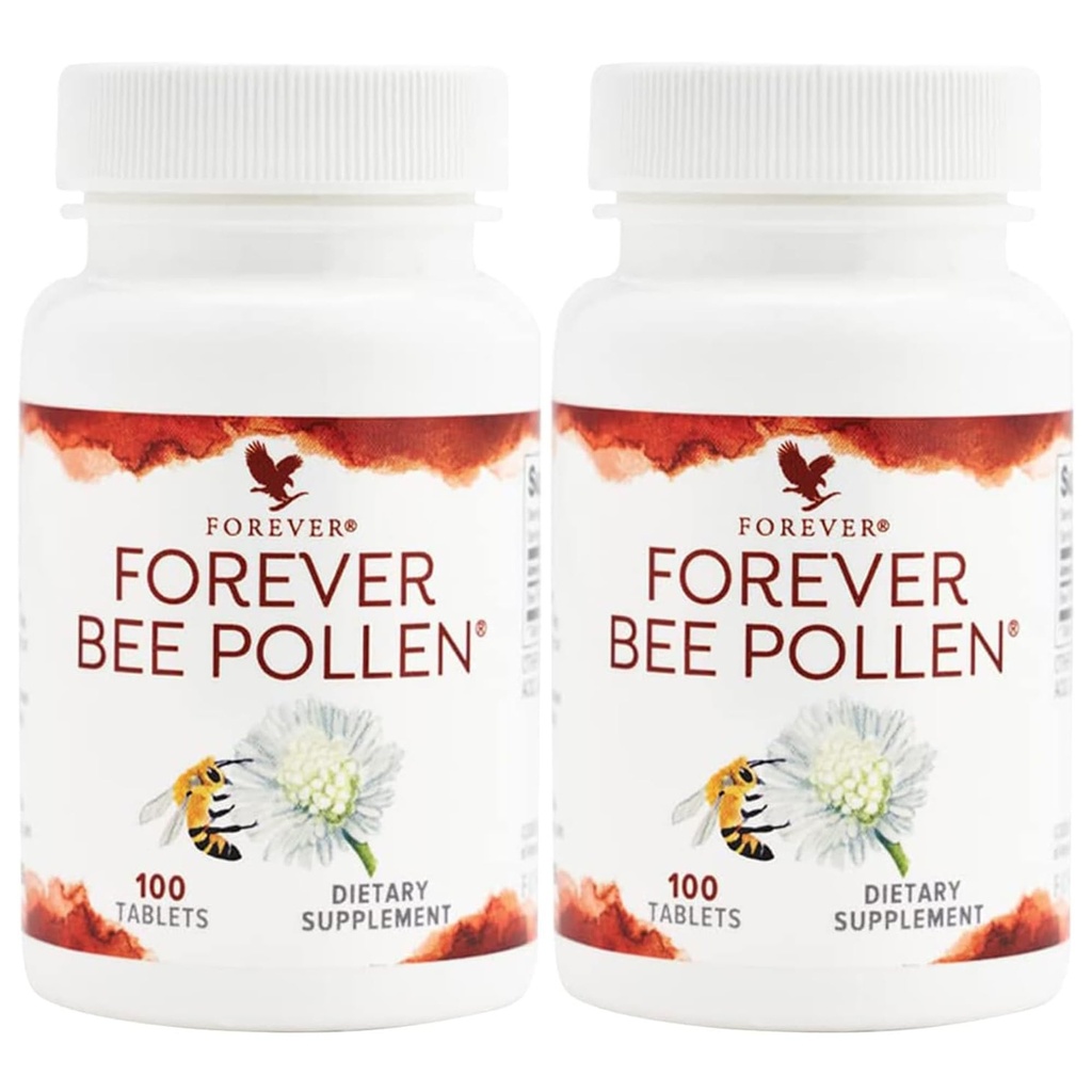 Pour toujours - Pollen des abeilles - Énergie et nutrition avec des composés bioactifs - Végétariens et sans gluten - 100 comprimés (paquet de 2)