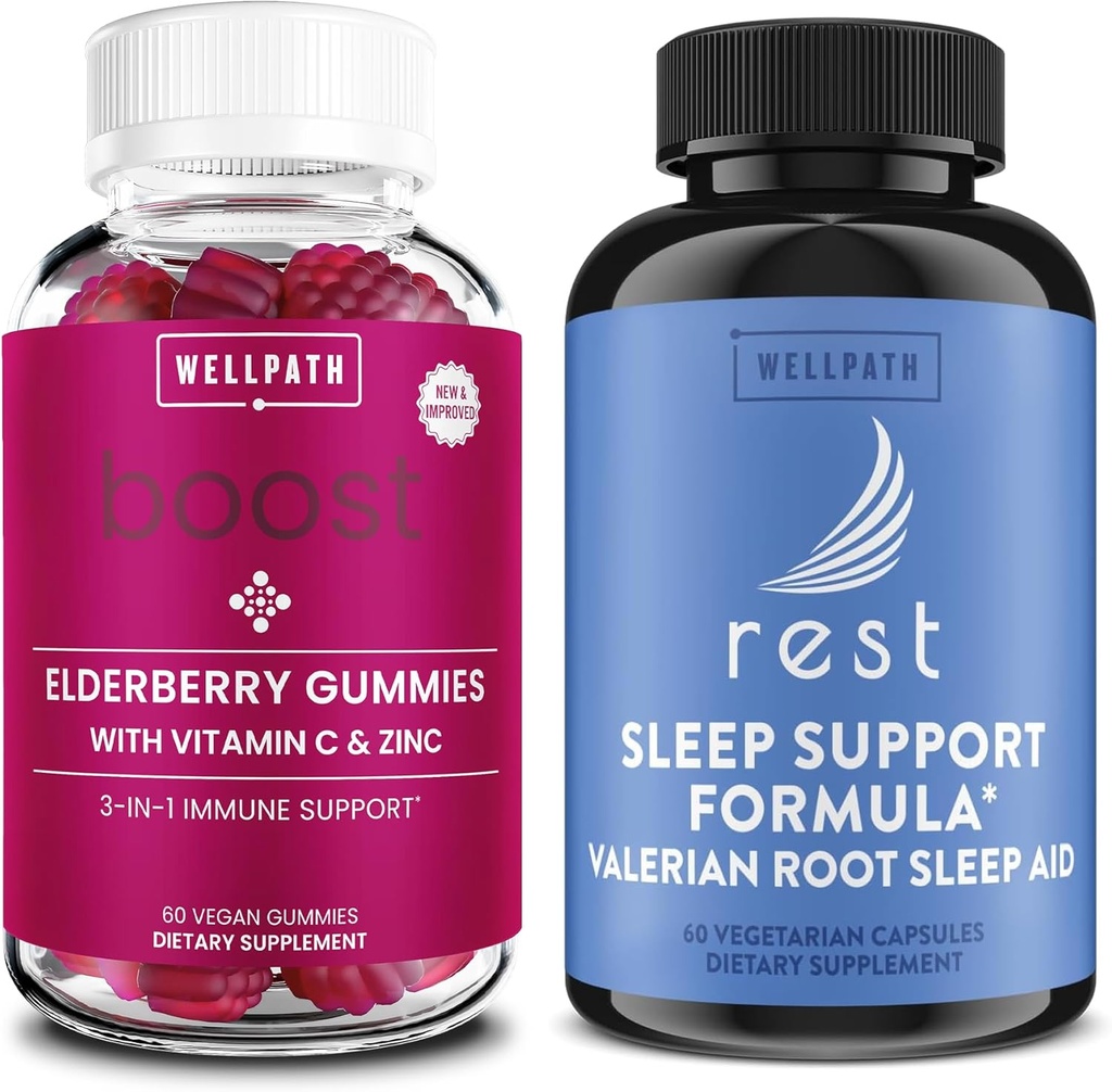 WellPad Vlierbessen Gummies met zink + Rest Valeriaan wortel slaaphulp voor volwassenen met Melatonine & L-Theanine, 60 Ct Elk