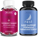 WellPad Vlierbessen Gummies met zink + Rest Valeriaan wortel slaaphulp voor volwassenen met Melatonine & L-Theanine, 60 Ct Elk