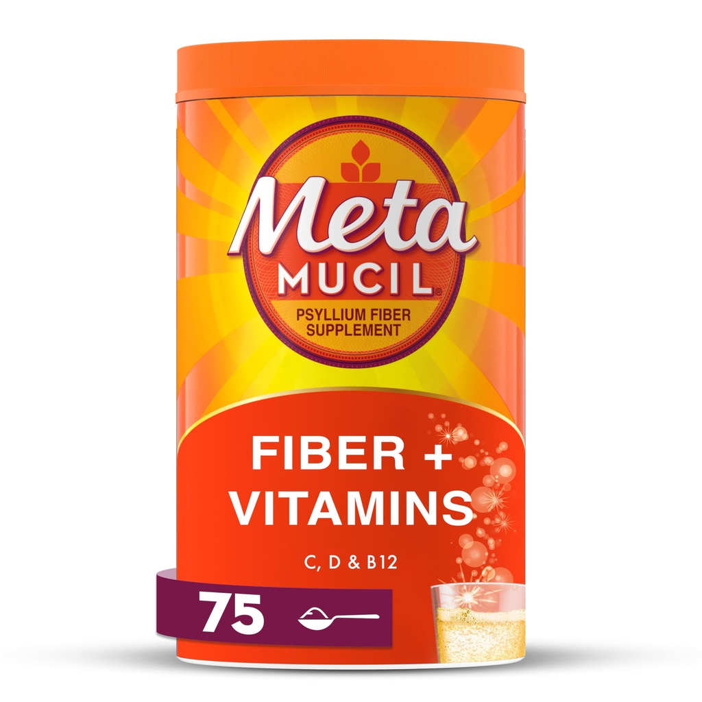 Metamucil, Metamucil 4-in-1 Fiber + Vitaminen C D & B12 Fizzy Fiber Supplement Powder - Citrus, 24,9 Ounce