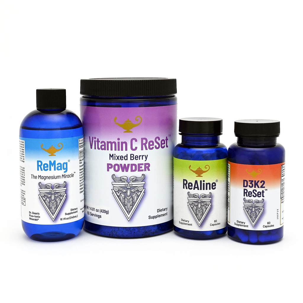 RnA ReSet - L'ensemble longévité - ReMag Magnésium, Vitamine C, Vitamine D, Complexe Vitamine B ReAline