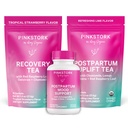 Pink Stork Ensemble d'essentiels postpartum – Hormone Balance, Recovery & Mood Support for New Moms – Vitamines postnatales Ashwagandha + Thés à base de plantes pour le stress, l'énergie, le sommeil – Ensemble cadeau – végétalien, biologique