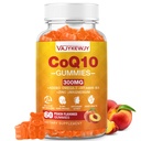 Sans sucre CoQ10 Gummies 3000 mg - Plus Oméga-3, Vitamine B3 & Zinc, Coenzyme haute absorption Q10 suppléments pour l'énergie cellulaire et le soutien antioxydant, Vegan 60 Compte