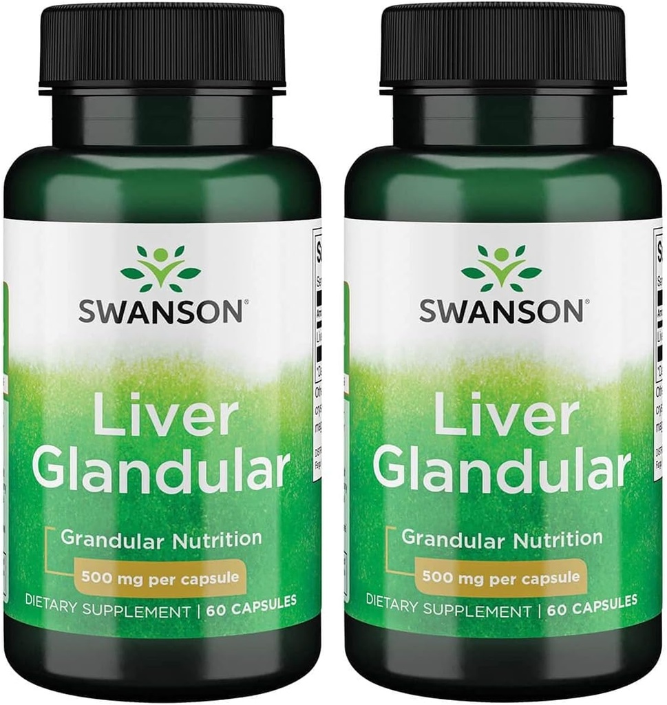 Swanson Liver Glandular 500 Milligrams 60 Capsules (2 Pack)
