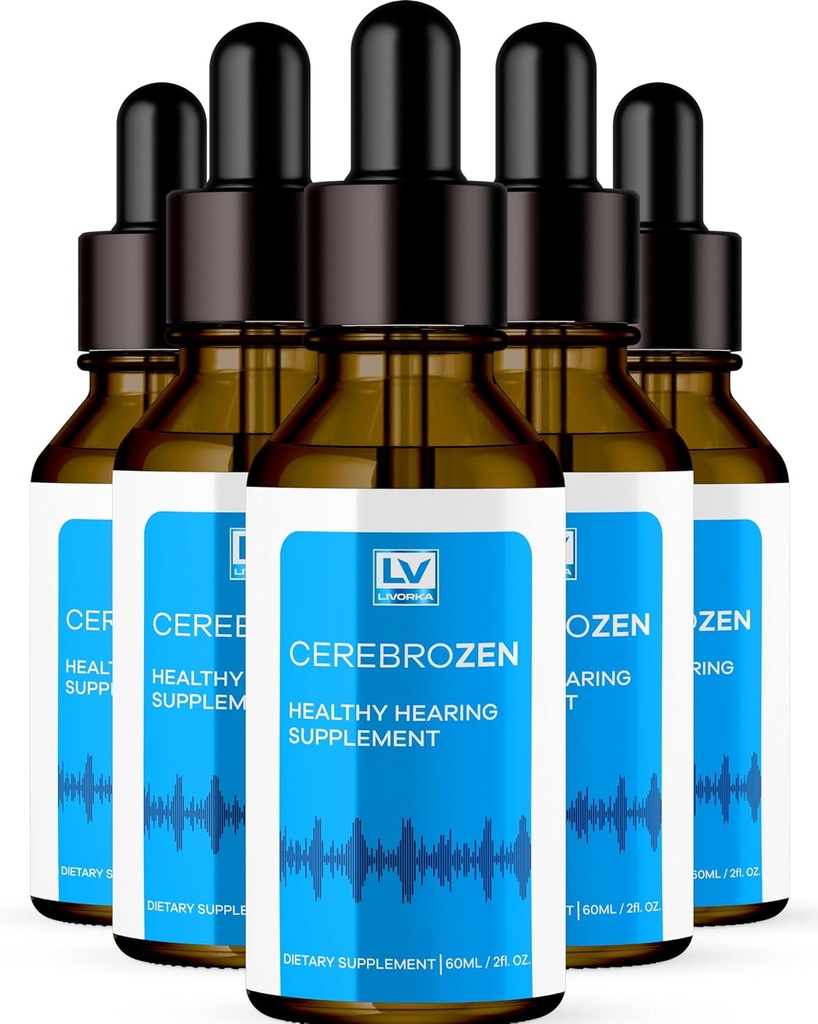 5 Pack - Cerebrozen oordruppels - Cerebrozen, Cerebrozen 24, Cerebrozen 360 Hearing Support, Cerebrozen druppels, Cerebrozen vloeistof, Cerebrozen druppels voor oren, 5 flessen voor 5 maanden