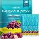 Elektrolyten Poeder Pakjes, 30 Sticks Hydration Packets Suikervrij, Electrolyte Drink Mix Portable Electrolyte Packets voor snelle hydratatie, 0 Suiker & 0 Calorie, Druivensmaak